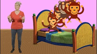 Five Cheeky Monkeys  Kids Song  hey dee ho music [upl. by Okimuk]