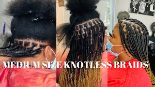 OMBRE KNOTLESS BOX BRAIDS  NEAT PARTINGS  QUICK HOW TO [upl. by Llehsam679]