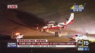 Plane veers off runway at Scottsdale airport [upl. by Oates]