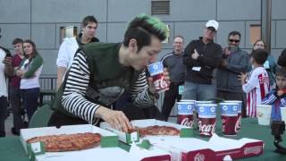 Takeru Kobayashi eats two pizzas in two minutes at PSU football game [upl. by Rinaldo910]