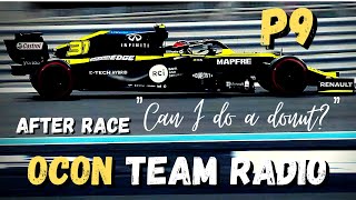 Esteban Ocon Team Radio quotCAN I DO A DONUTquot P9 2020 Abu Dhabi GP  UNHEARD After Race Team Radio [upl. by Stephens]