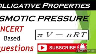 Osmotic Pressure NCERT Based Numericals class 12 [upl. by Glimp]