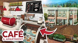 Café amp Upstairs Apartment  The Sims 4 Speed Build [upl. by Byrn]