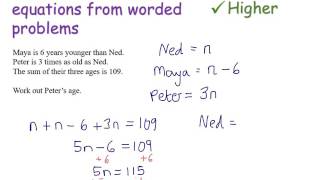 Forming and solving equations from worded problems  Foundation and Higher GCSE  JaggersMaths [upl. by Etna]