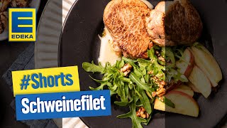 Schweinefilet Rezept  Schweinefilet mit ApfelCalvadosSoße zubereiten Shorts [upl. by Cornel]