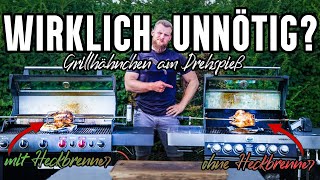 Grillhähnchen MIT Heckbrenner VS OHNE Backburner Drehspieß Hähnchen vom Gasgrill im Test [upl. by Herve]