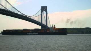 New York Container Ship Spotting  Boston Express outbound under Verrazano Bridge June 24 2013 [upl. by Cairns]