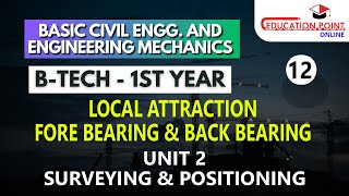 Local Attraction  Fore Bearing amp Back Bearing  Unit 2 Surveying amp Positioning [upl. by Onitnas]