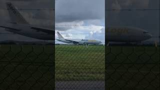 Aerologic 777F landing at EGNX aviation planespotting planes [upl. by Yelhs]