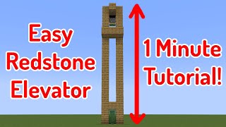 Minecraft SIMPLEST Redstone Elevator 1 Minute Tutorial [upl. by Hannon295]