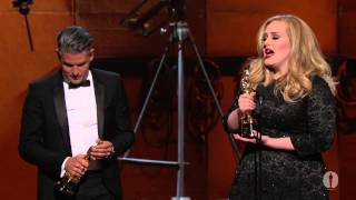 Adele Adkins and Paul Epworths quotSkyfallquot Wins Best Original Song  85th Oscars 2013 [upl. by Owain]