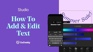 How to Add amp Edit Text  GoDaddy Studio [upl. by Elleinet]