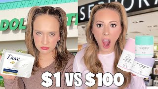 CHEAP VS EXPENSIVE SKINCARE SHOPPING  ROUTINES 🧼🫧🧴 [upl. by Anaerdna]