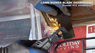 Sharpening Lawn Mower Blade with Dremel 932 attachment [upl. by Hogarth114]