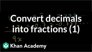 Converting repeating decimals to fractions 1  Linear equations  Algebra I  Khan Academy [upl. by Yenohtna]