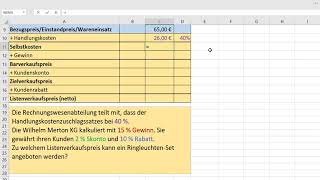 Handelskalkulation mit Excel I  Vorwärtskalkulation [upl. by Zolnay]