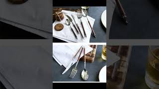 304 stainless steel tableware light luxury retro wooden handle tableware chopsticks tableware set [upl. by Adnarrim]