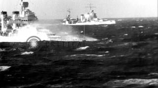 Three US warships of Cruiser Division 7 encounter rough seas near Cape Horn durHD Stock Footage [upl. by Arinayed840]