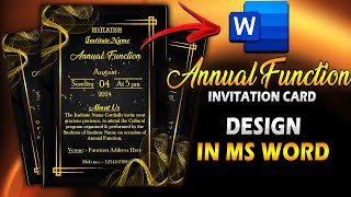 Annual Function Invitation Card Design in MS Word  detectiveeditxpert [upl. by Vizzone]