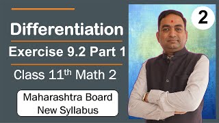 Differentiation Exercise 92 Part 1 Class 11th Math 2 Maharashtra Board New Syllabus [upl. by Clovis790]