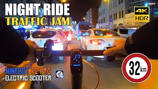 Segway Ninebot F2 Pro Electric Scooter  Night Ride In Traffic Jam Environment Sound Only 4K [upl. by Coray]