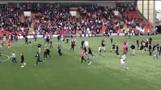 Airdrie fans pitch invade after 64 win against Montrose playoff semi final [upl. by Adiam]