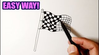 How to draw Checkered Race Flag  Easy Drawing Ideas [upl. by Eellac]