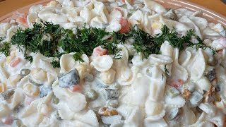 Garnitürlü Makarna Salatası Creamy Pasta Salad 💫viral pratiktarifler reels [upl. by Naiviv]