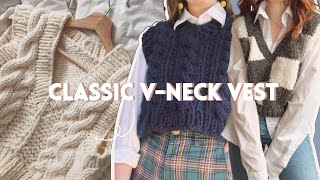 Knit a Classic VNeck Vest  StepbyStep DIY Knitting Pattern [upl. by Zacek]