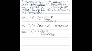 Determine whether a differential equation is homogeneous [upl. by Karlene518]