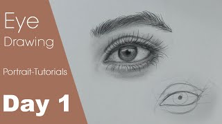 Portrait Drawing for Beginners  DAY 1  Eye Drawing Techniques sketchbookbyabhishek [upl. by Kutzer362]