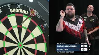 NINEDARTER  Michael Smith hits a perfect leg against Barney at PC5 [upl. by Tennes]