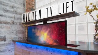 DIY Concrete Countertop w HIDDEN TV LIFT  How to Make [upl. by Ahsikat]