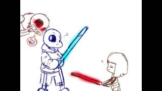 Undertale comic  Sans x Frisk with playing [upl. by Haidebez]