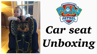 PAW PATROL CAR SEAT UNBOXING  see my toddlers first reaction  how does it look in the car [upl. by Felicidad]