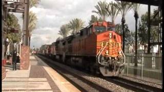 6 trains in about 20 mins at fullerton BNSF Amtrak Shave and a Haircut are include [upl. by Karia]