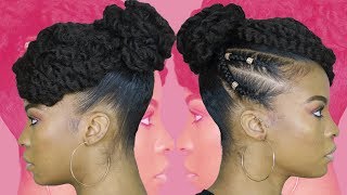 TAMERA MOWRY INSPIRED TWISTED UPDO USING MARLEY BRAIDING HAIR  NATURAL HAIR [upl. by Ahsined187]