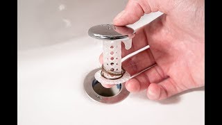 SinkShroom Chrome amp Nickel Drain Protector Hair Catcher for Bathroom Sink Drains [upl. by Sheehan]