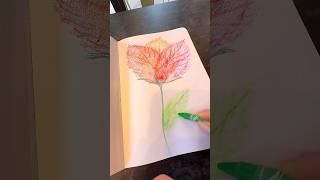 Flower in 5 minutes wax crayons using a print in warm colors transparentflower leafprint shorts [upl. by Ekram]