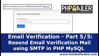 Email Verification  Part 55 Resend Email Verification Mail using SMTP in PHP MySQL [upl. by Ennovi875]