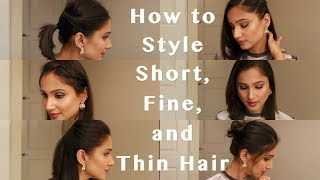 6 Heatless Hairstyles for Fine Thin and Short hair  How to style 3rd day Short Fine and Thin hair [upl. by Nadroj806]