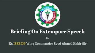 Guideline on Extempore Speech ISSB Video [upl. by Florida]