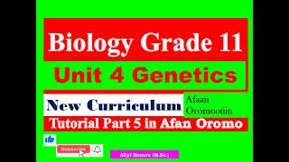 New Curriculum Biology Grade 11 Unit 4 Genetics Tutorial part 5 in Afan Oromo [upl. by Idac]