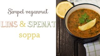 Röd linssoppa med spenat  Simpel veganmat  Näringsrik och värmande [upl. by Klusek887]