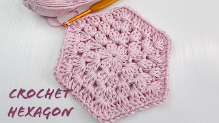 How to Crochet a Hexagon for Cardigans Easy for Beginners [upl. by Bergeron]