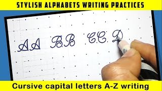 Cursive writing AZ for beginners  Cursive Capital letters writing practiceHindi [upl. by Jonina]