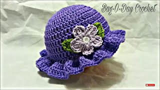 Crochet Easy Ladies Spring Hat Bag O Day Crochet TUTORIAL 199 Subtitles Available in 21 languages [upl. by Goran47]