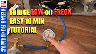 How to Add Freon To Your Refrigerator 134a  10 Minutes FAST EASY TUTORIAL [upl. by Aynna441]