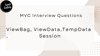 ViewBag ViewData TempData Session in MVC  Aspnet MVC  Tamil [upl. by Tobey]