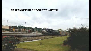 Railfanning in Downtown Austell Ft NS UP Central of Georgia and BNSF 92824 [upl. by Notslah710]